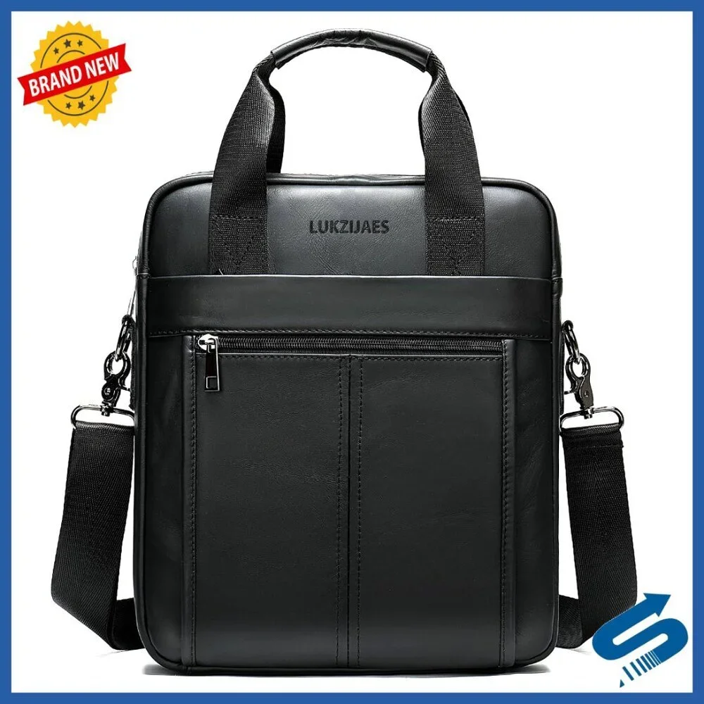Genuine Leather Messenger Bag for Men, Adjustable Crossbody, Large Capacity